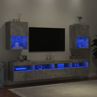 Mobili TV con Luci LED 2pz Grigio Cemento 40,5x30x60 cm - homemem39