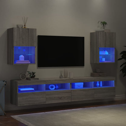 Mobili TV con Luci LED 2pz Grigio Sonoma 40,5x30x60 cm - homemem39