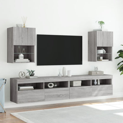 Mobili TV con Luci LED 2pz Grigio Sonoma 40,5x30x60 cm - homemem39