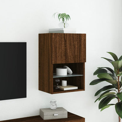 Mobile TV con Luci LED Rovere Marrone 40,5x30x60 cm - homemem39