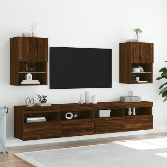 Mobili Porta TV con Luci LED 2 pz Rovere Marrone 40,5x30x60 cm - homemem39