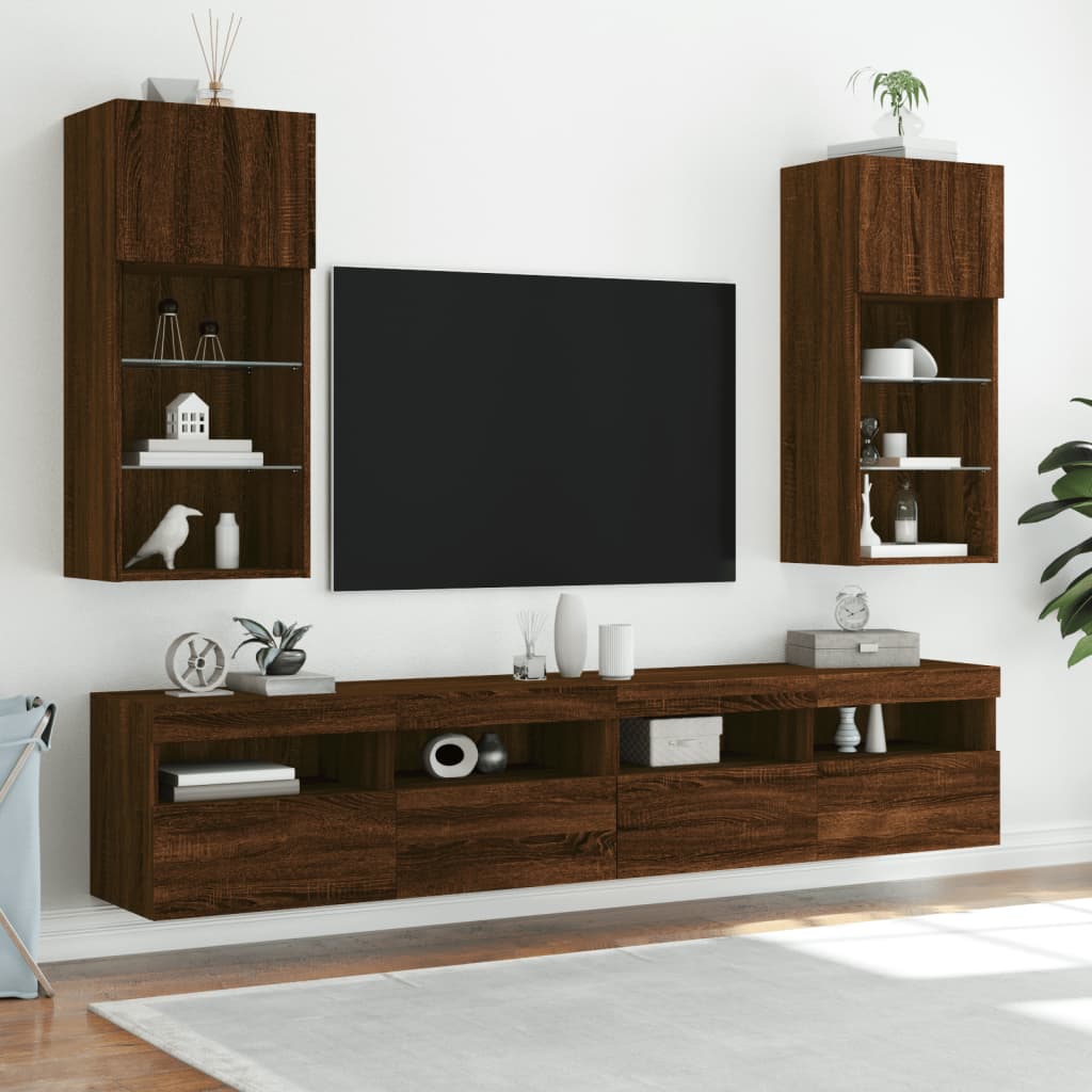 Mobile TV con Luci LED Rovere Marrone 40,5x30x90 cm - homemem39