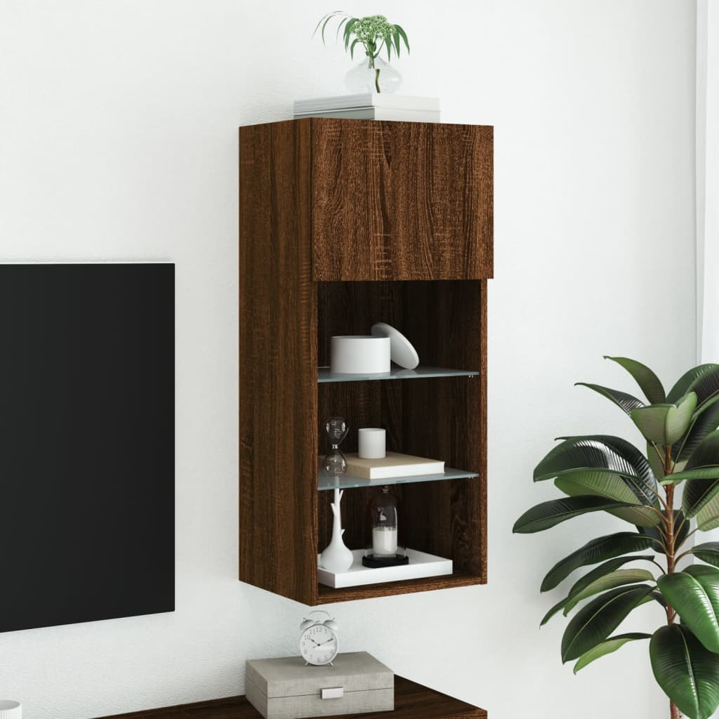 Mobile TV con Luci LED Rovere Marrone 40,5x30x90 cm - homemem39