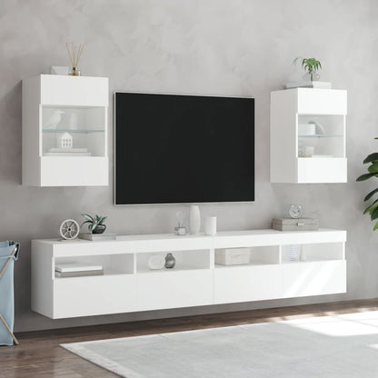 Mobile TV a Parete con Luci LED Bianco 40x30x60,5 cm - homemem39