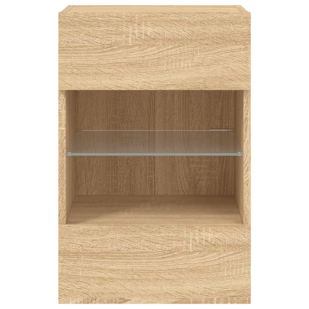 Mobile TV a Parete con Luci LED Rovere Sonoma 40x30x60,5 cm - homemem39