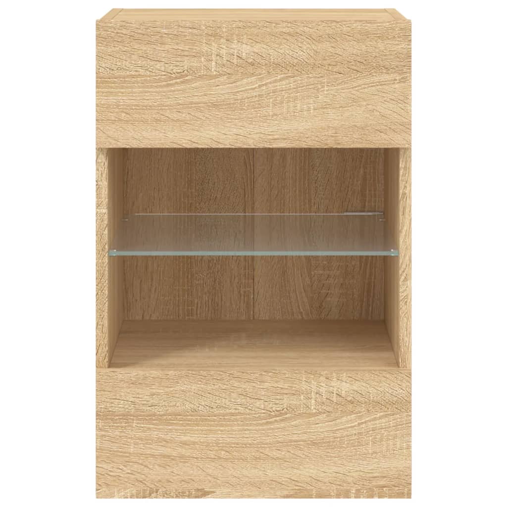 Mobili TV a Parete con Luci LED 2pz Rovere Sonoma 40x30x60,5 cm - homemem39