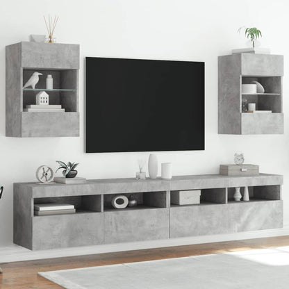 Mobili TV a Parete con Luci LED 2pz Grigio Cemento 40x30x60,5cm - homemem39