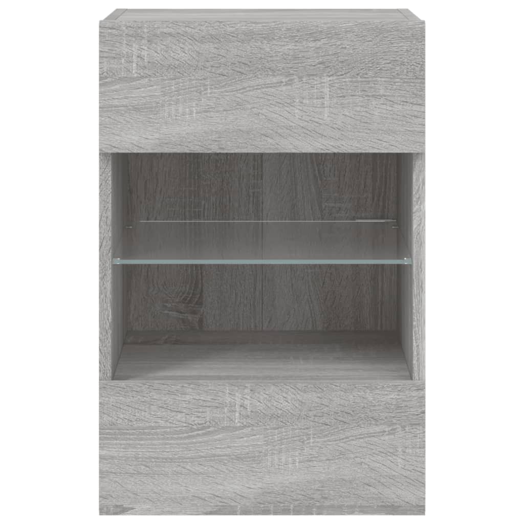 Mobile TV a Parete con Luci LED Grigio Sonoma 40x30x60,5 cm - homemem39