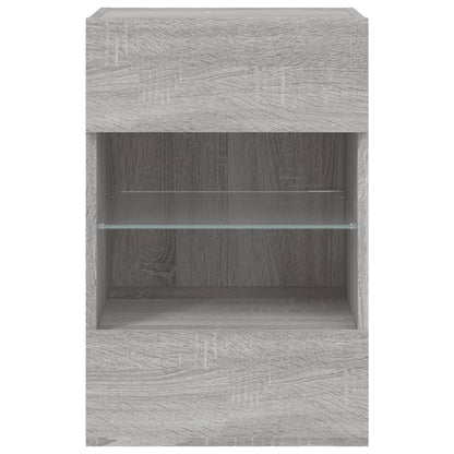 Mobile TV a Parete con Luci LED Grigio Sonoma 40x30x60,5 cm - homemem39