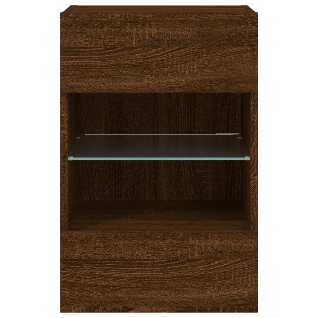 Mobili TV a Parete con Luci LED 2pz Rovere Marrone 40x30x60,5cm - homemem39