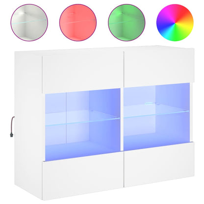 Mobile TV a Parete con Luci LED Bianco 78,5x30x60,5 cm - homemem39