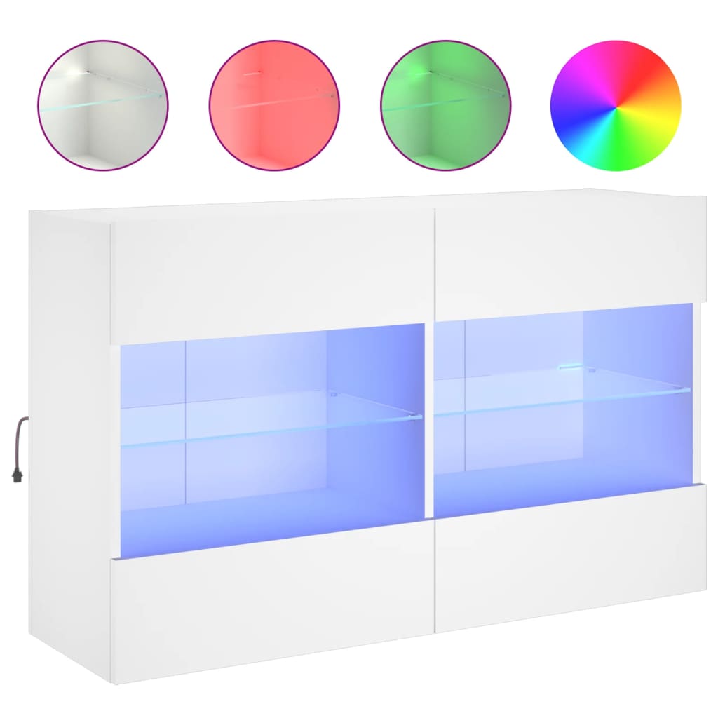 Mobile TV a Parete con Luci LED Bianco 98,5x30x60,5 cm - homemem39