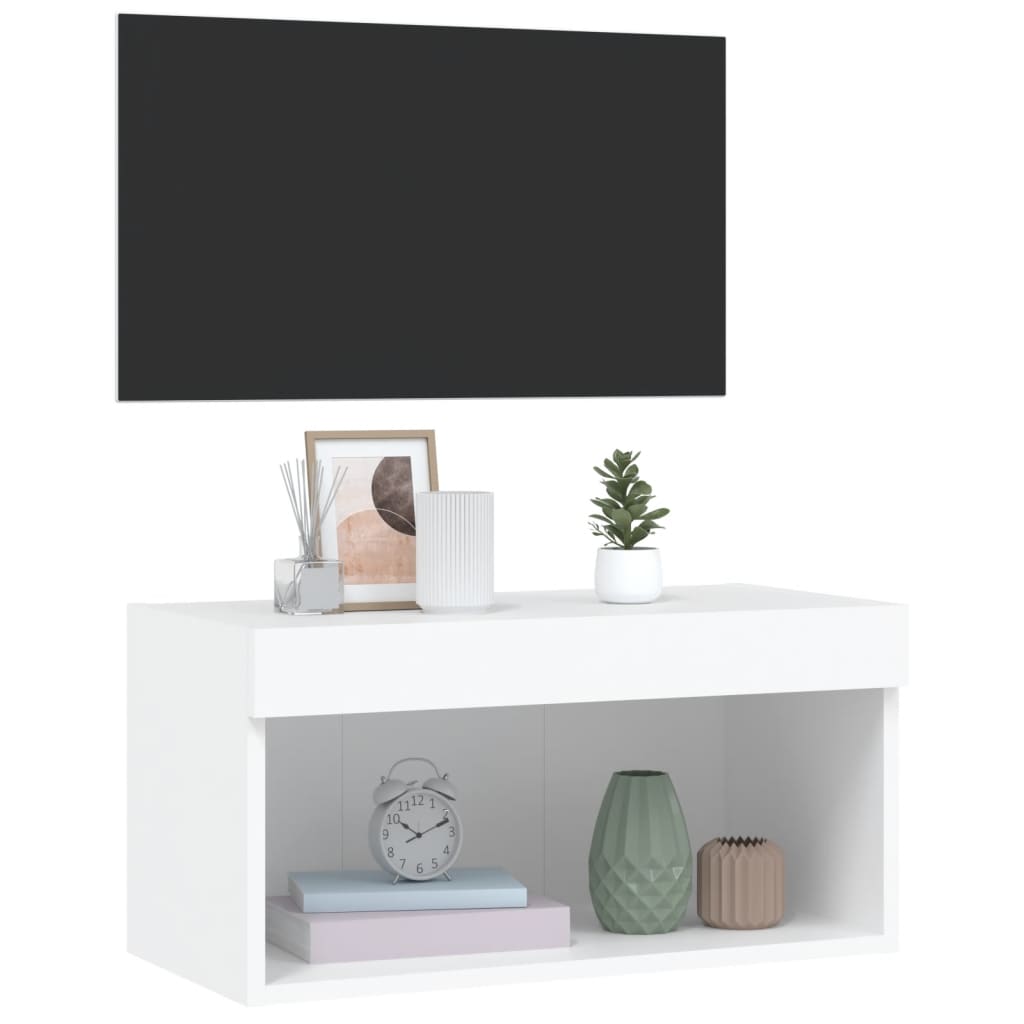 Mobile Porta TV con Luci LED Bianco 60x30x30 cm - homemem39