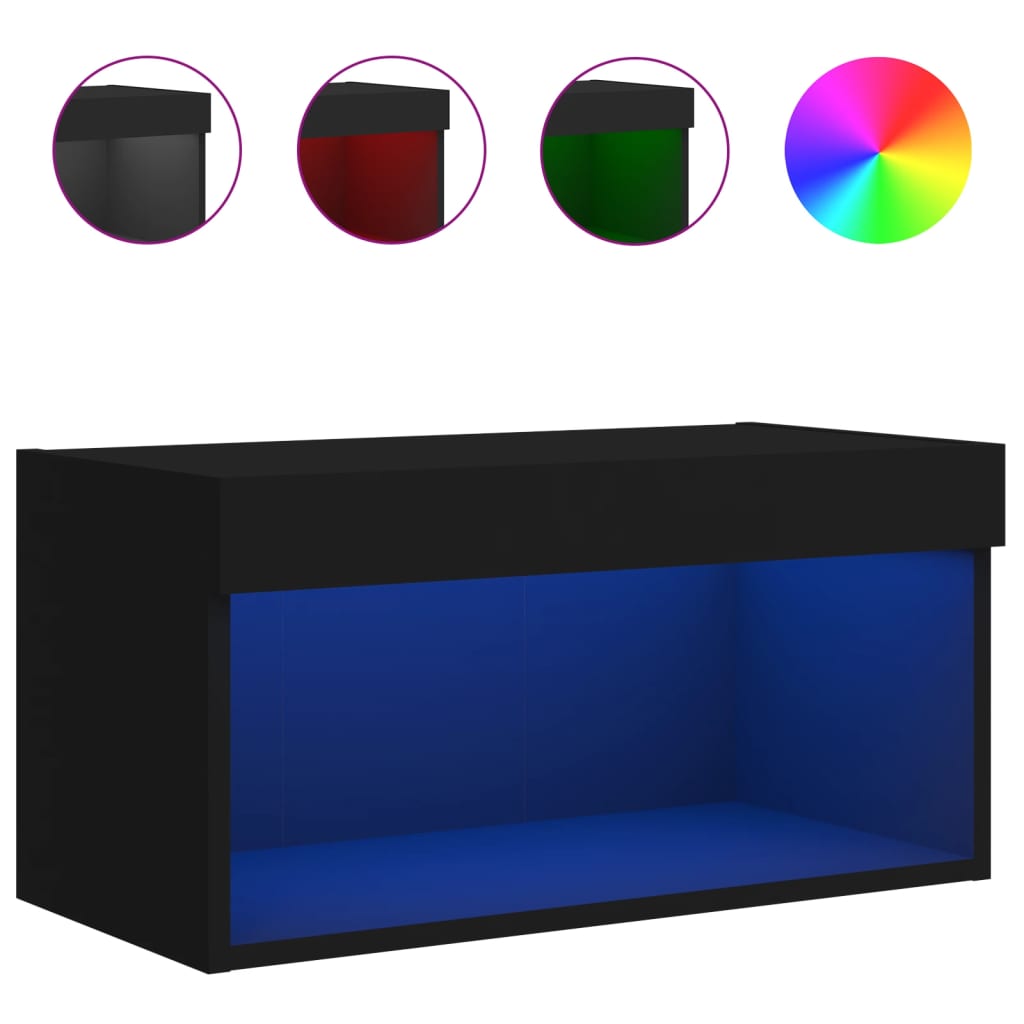 Mobile Porta TV con Luci LED Nero 60x30x30 cm - homemem39