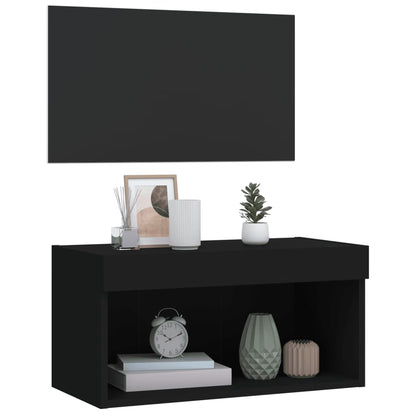 Mobile Porta TV con Luci LED Nero 60x30x30 cm - homemem39