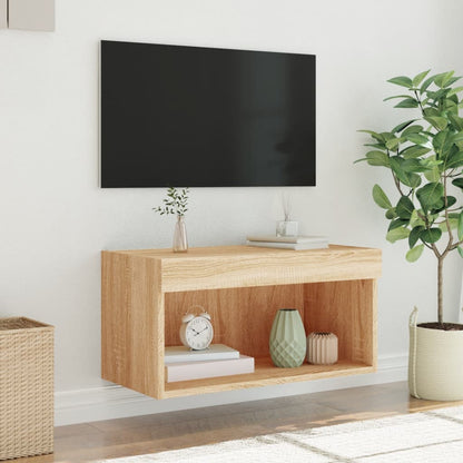 Mobile Porta TV con Luci LED Rovere Sonoma 60x30x30 cm - homemem39