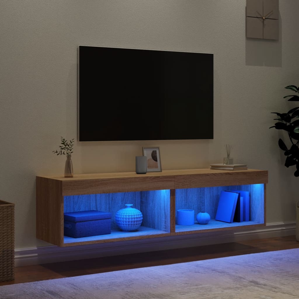 Mobili TV con Luci LED 2pz Rovere Sonoma 60x30x30 cm - homemem39