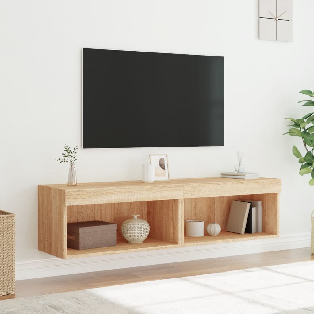 Mobili TV con Luci LED 2pz Rovere Sonoma 60x30x30 cm - homemem39