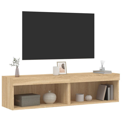 Mobili TV con Luci LED 2pz Rovere Sonoma 60x30x30 cm - homemem39