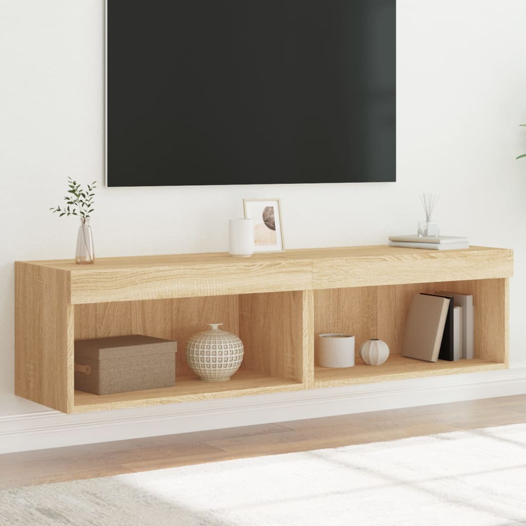 Mobili TV con Luci LED 2pz Rovere Sonoma 60x30x30 cm - homemem39