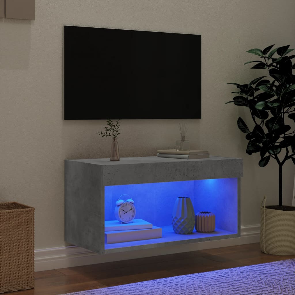 Mobile Porta TV con Luci LED Grigio Cemento 60x30x30 cm - homemem39