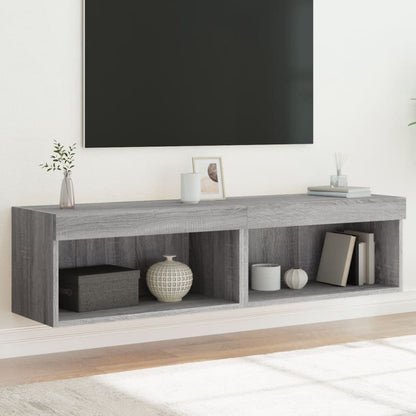 Mobili Porta TV con Luci LED 2pz Grigio Sonoma 60x30x30 cm - homemem39