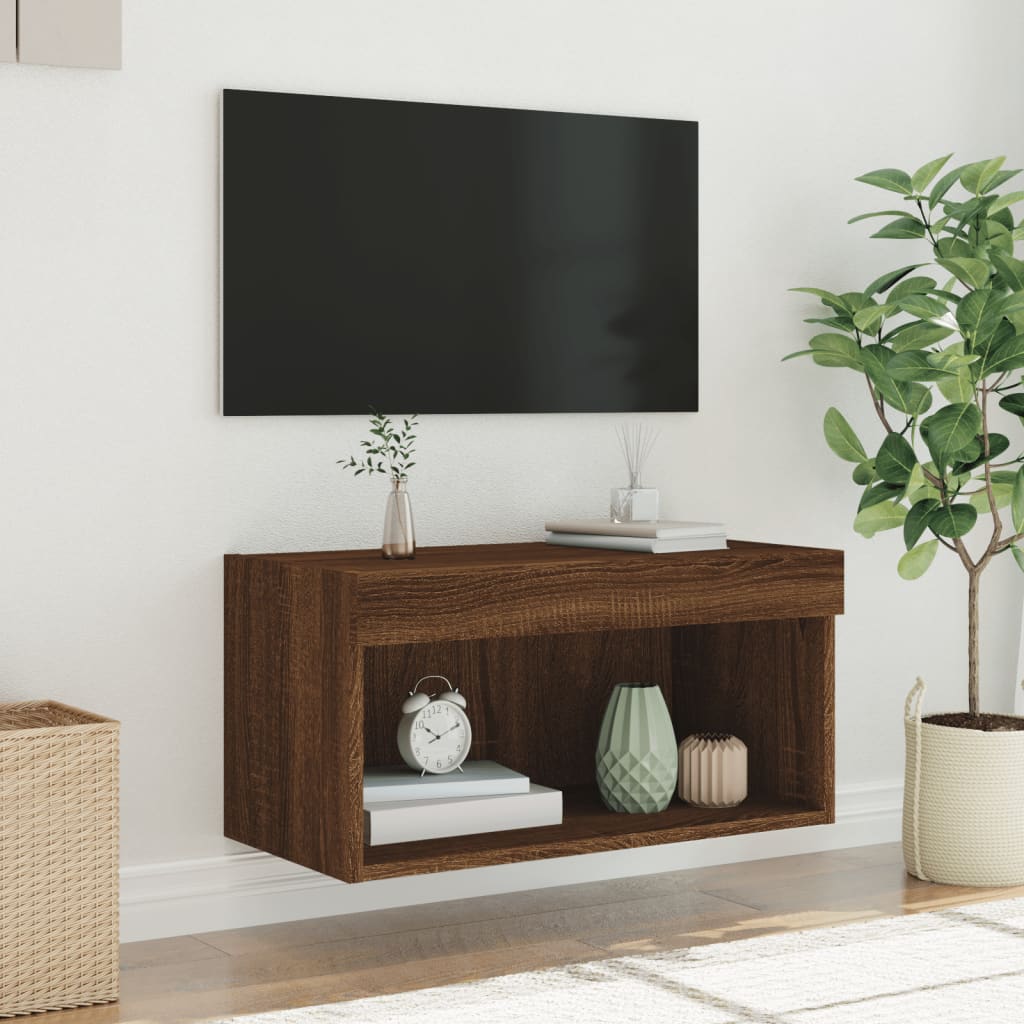 Mobile Porta TV con Luci LED Rovere Marrone 60x30x30 cm - homemem39