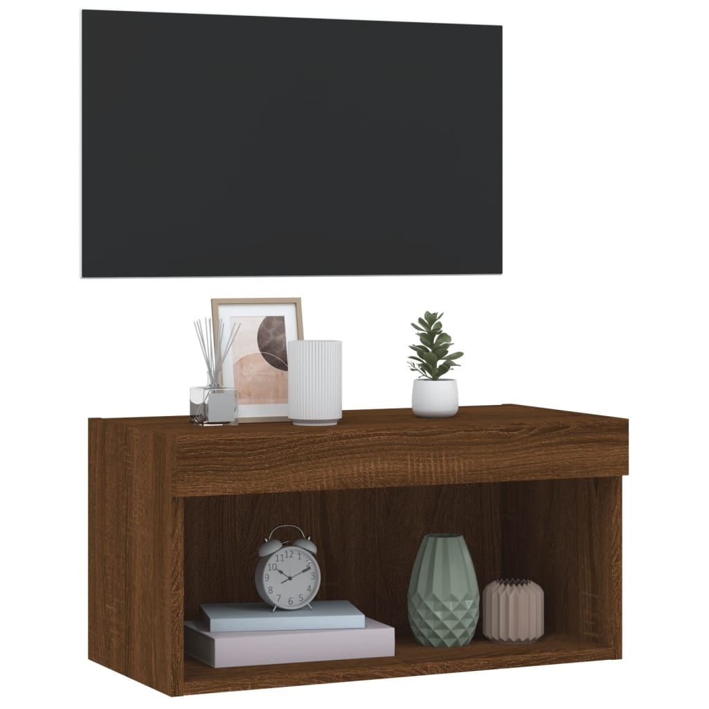 Mobile Porta TV con Luci LED Rovere Marrone 60x30x30 cm - homemem39