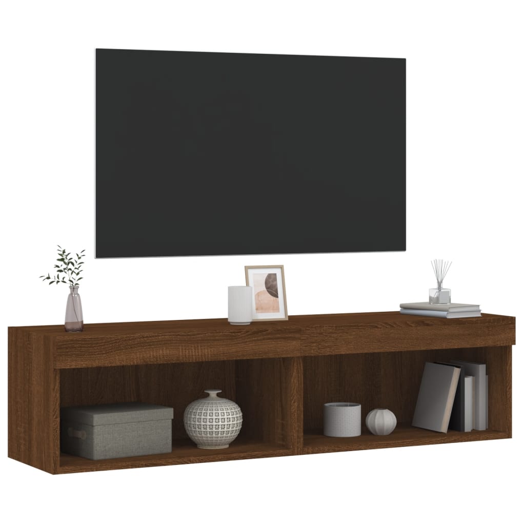 Mobili Porta TV con Luci LED 2 pz Rovere Marrone 60x30x30 cm - homemem39