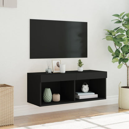 Mobile Porta TV con Luci LED Nero 80x30x30 cm - homemem39