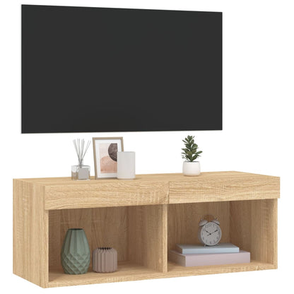 Mobile Porta TV con Luci LED Rovere Sonoma 80x30x30 cm - homemem39