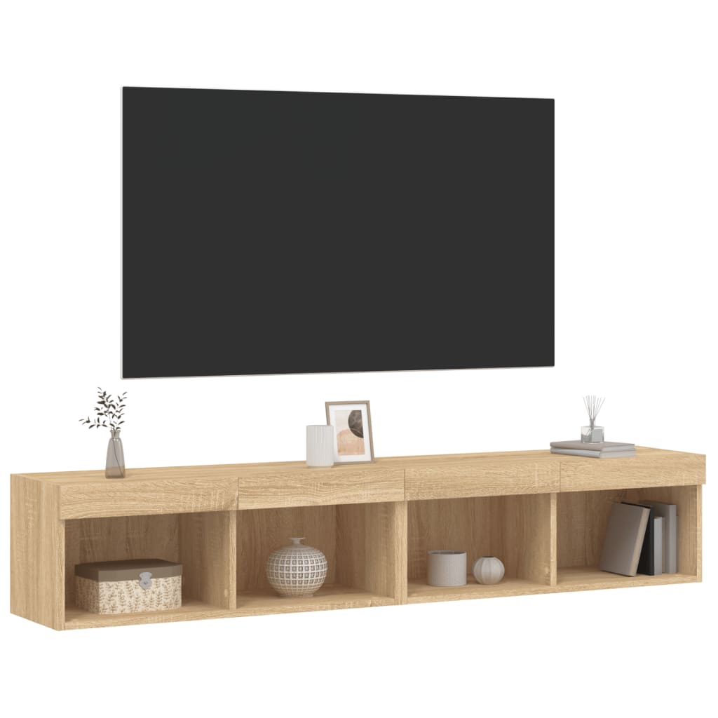 Mobili TV con Luci LED 2pz Rovere Sonoma 80x30x30 cm - homemem39