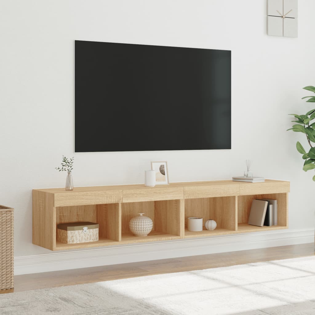 Mobili TV con Luci LED 2pz Rovere Sonoma 80x30x30 cm - homemem39