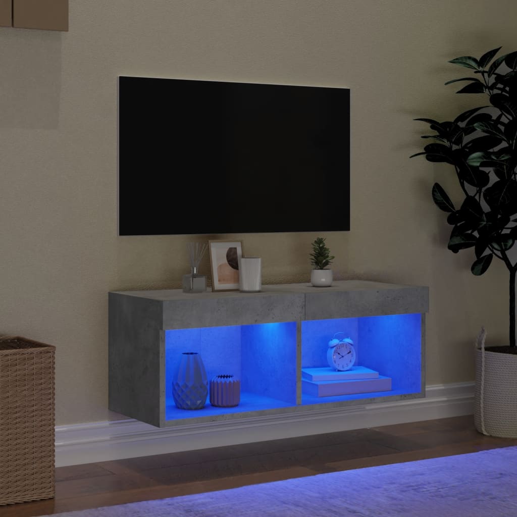 Mobile Porta TV con Luci LED Grigio Cemento 80x30x30 cm - homemem39