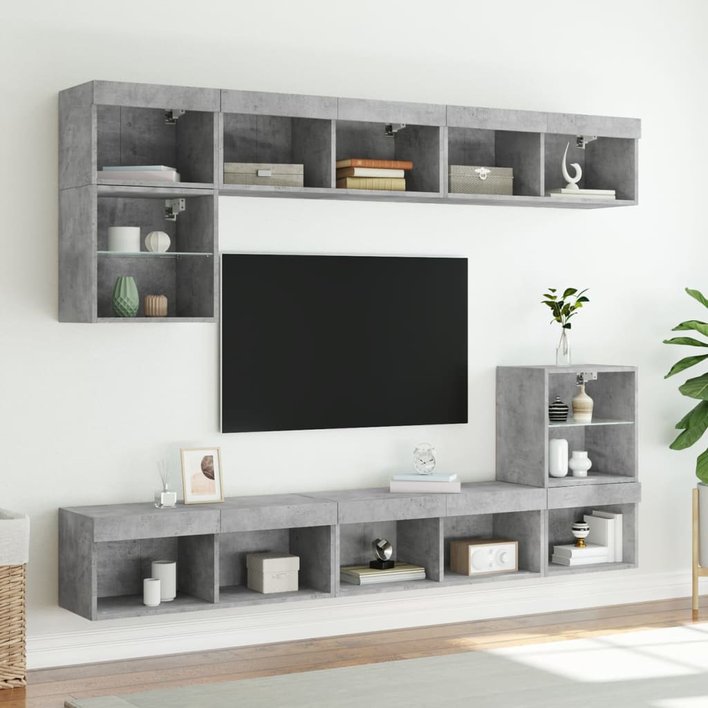 Mobile Porta TV con Luci LED Grigio Cemento 80x30x30 cm - homemem39