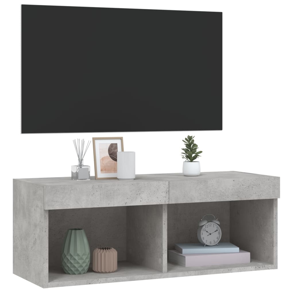 Mobile Porta TV con Luci LED Grigio Cemento 80x30x30 cm - homemem39