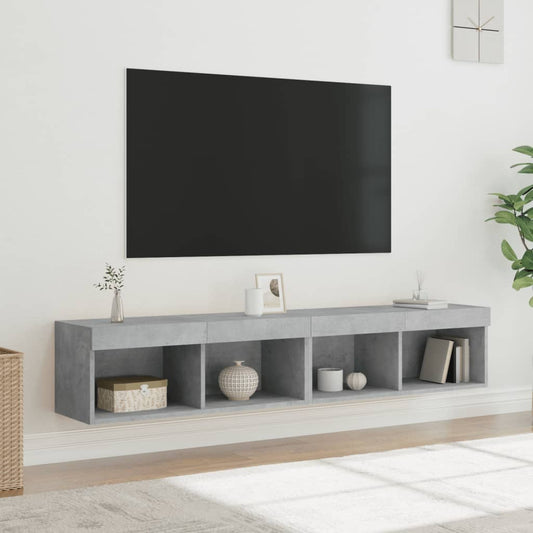 Mobili TV con Luci LED 2pz Grigio Cemento 80x30x30 cm - homemem39