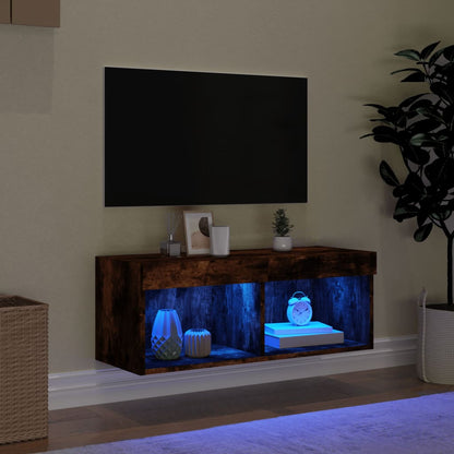 Mobile Porta TV con Luci LED Rovere Fumo 80x30x30 cm - homemem39