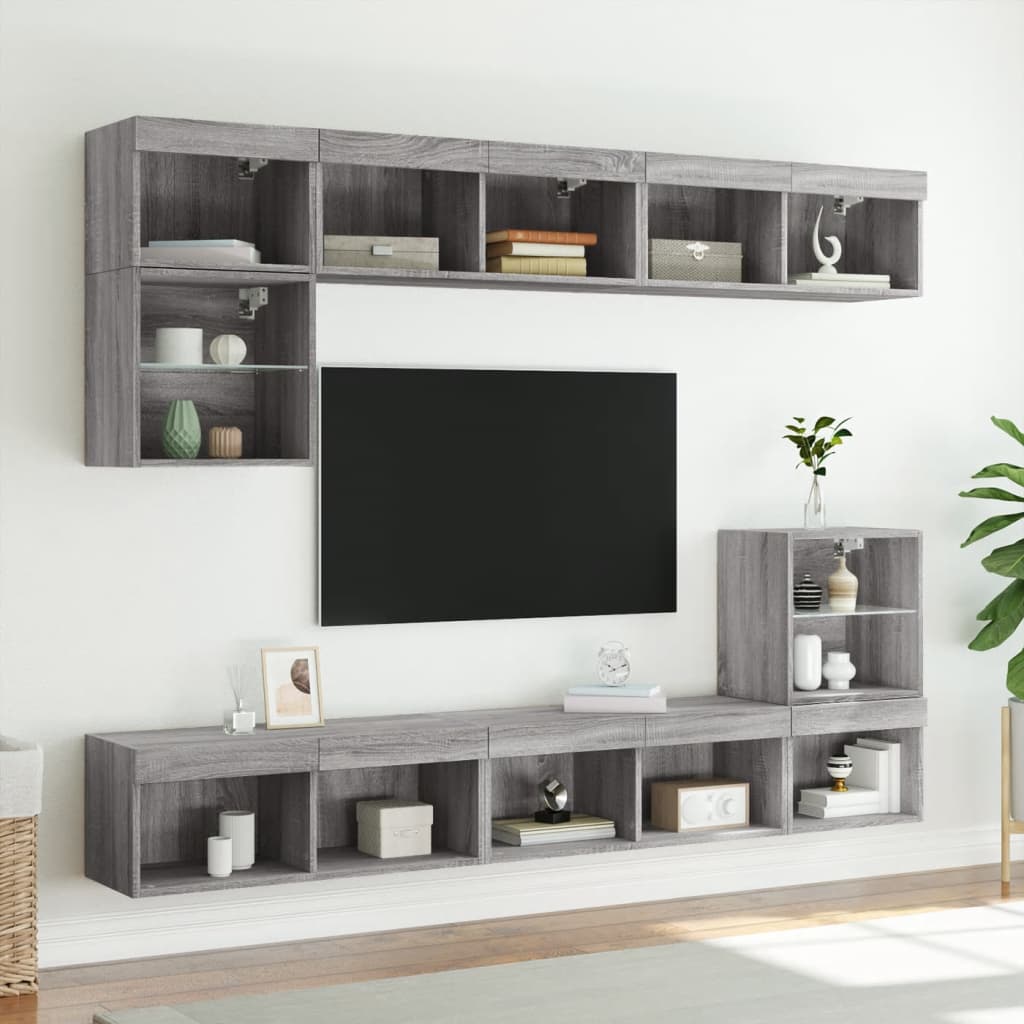 Mobile Porta TV con Luci LED Grigio Sonoma 80x30x30 cm - homemem39