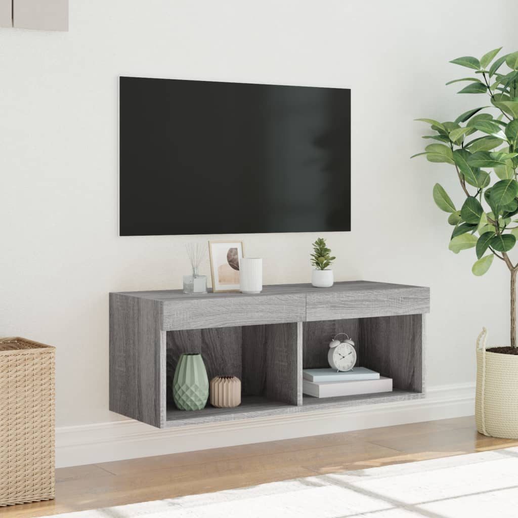 Mobile Porta TV con Luci LED Grigio Sonoma 80x30x30 cm - homemem39