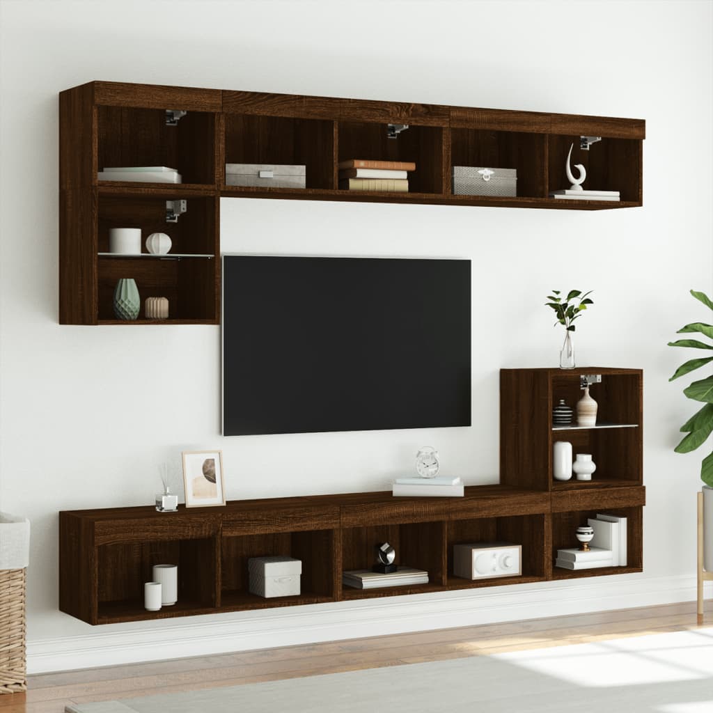 Mobile Porta TV con Luci LED Rovere Marrone 80x30x30 cm - homemem39