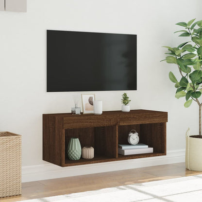 Mobile Porta TV con Luci LED Rovere Marrone 80x30x30 cm - homemem39