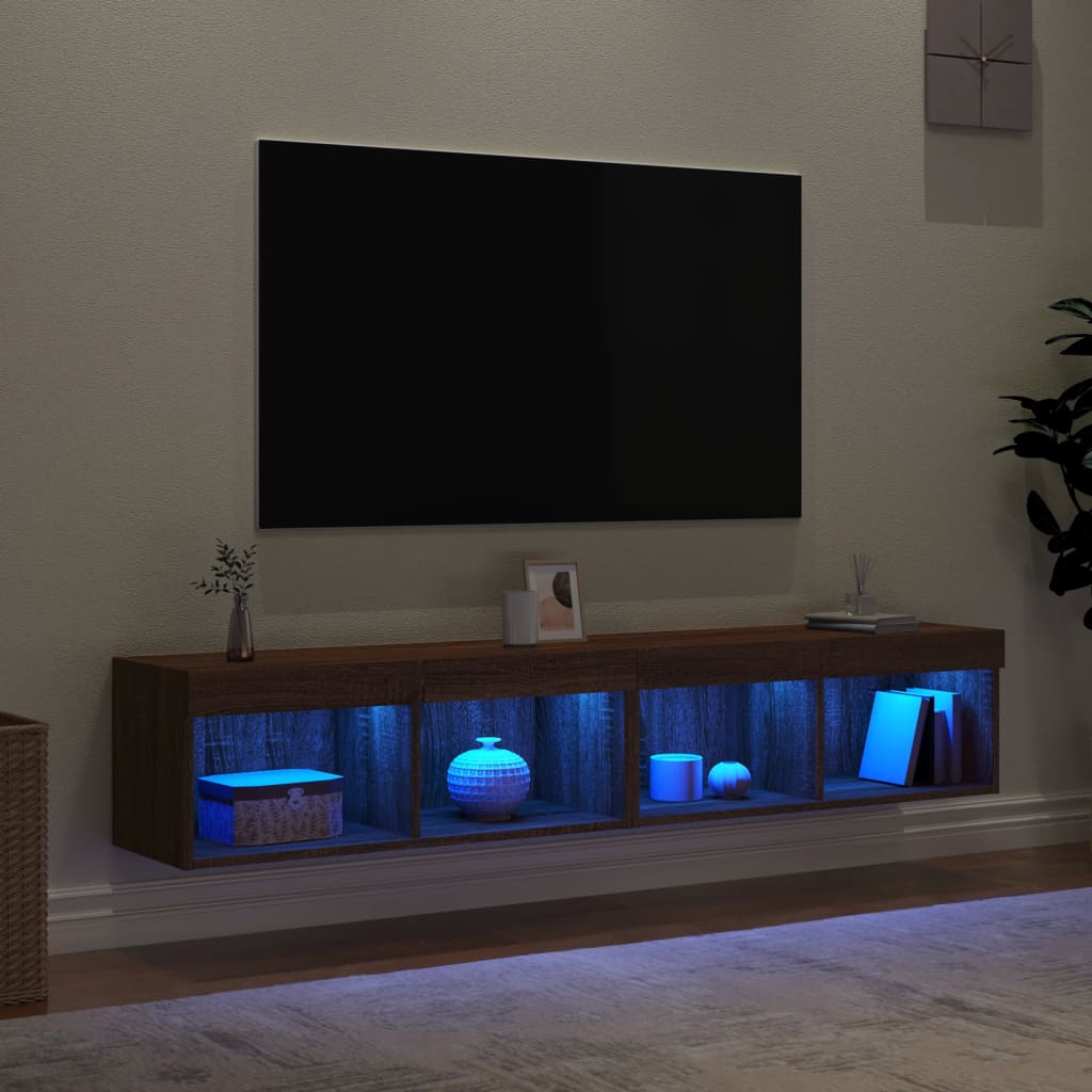 Mobili Porta TV con Luci LED 2 pz Rovere Marrone 80x30x30 cm - homemem39