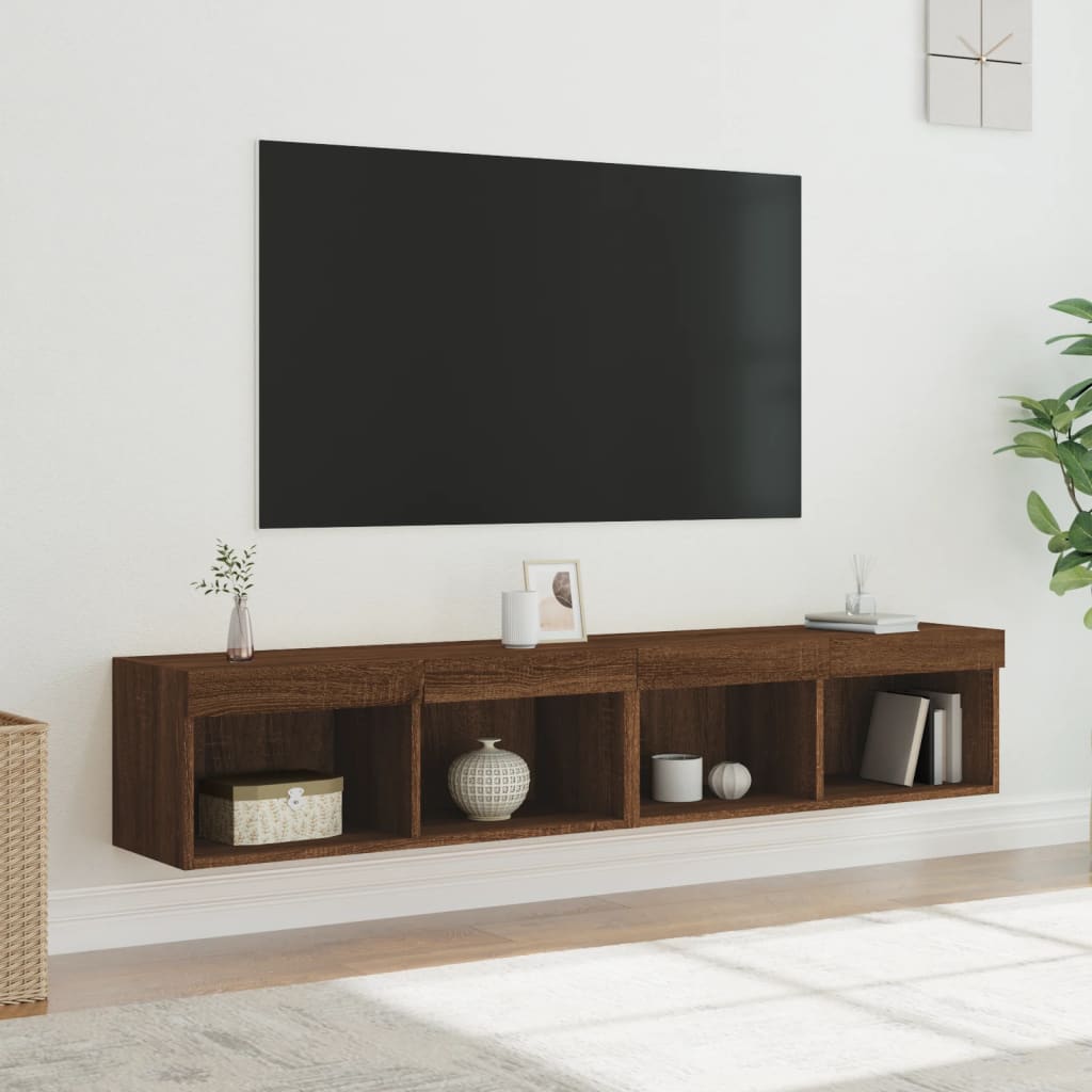 Mobili Porta TV con Luci LED 2 pz Rovere Marrone 80x30x30 cm - homemem39