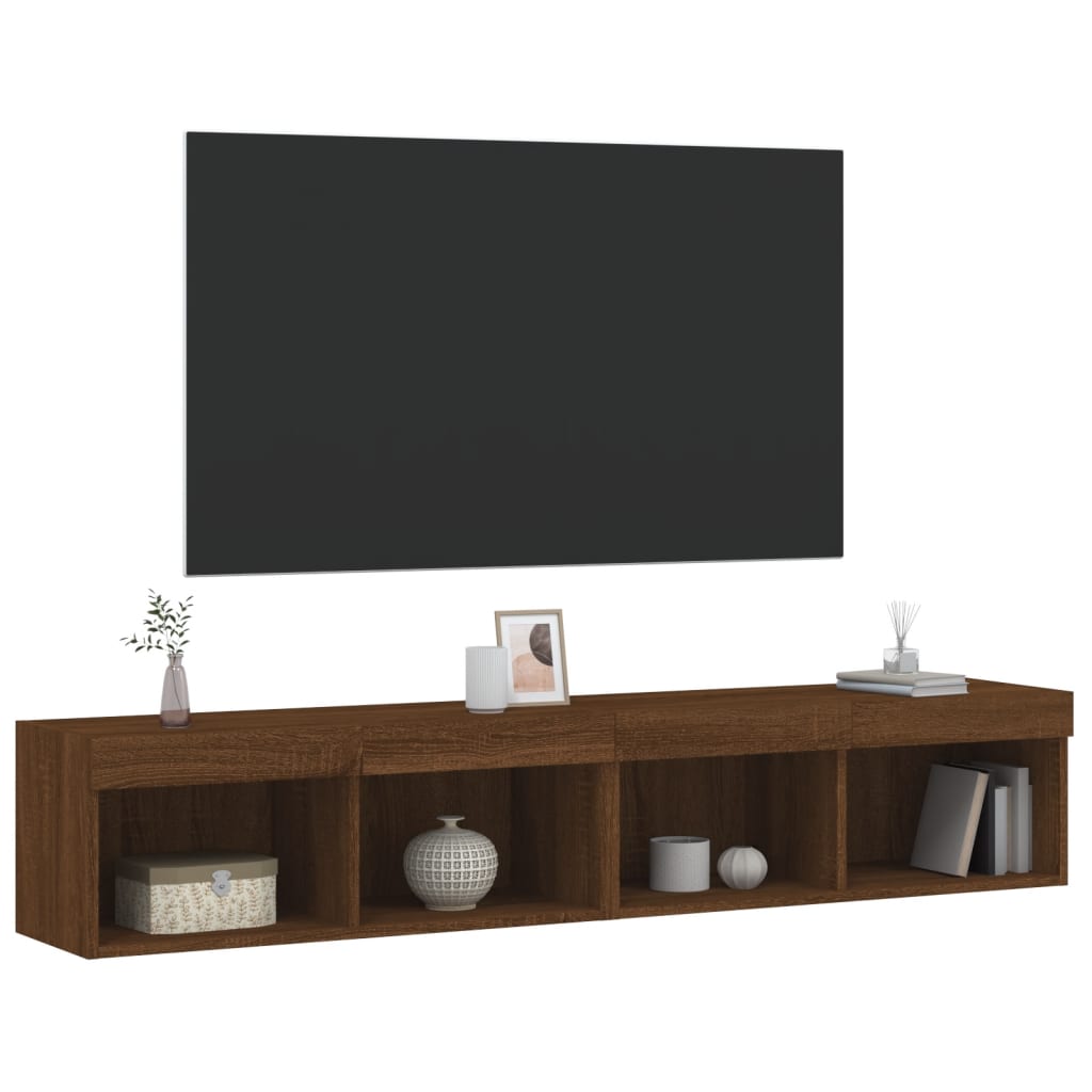 Mobili Porta TV con Luci LED 2 pz Rovere Marrone 80x30x30 cm - homemem39