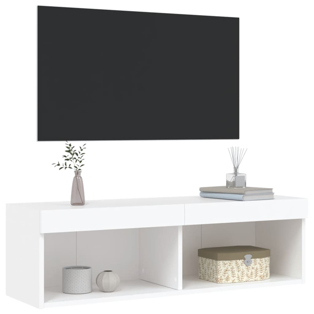 Mobile Porta TV con Luci LED Bianco 100x30x30 cm - homemem39