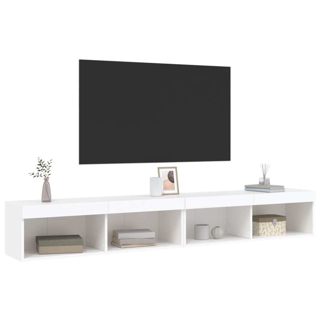 Mobili Porta TV con Luci LED 2 pz Bianchi 100x30x30 cm - homemem39