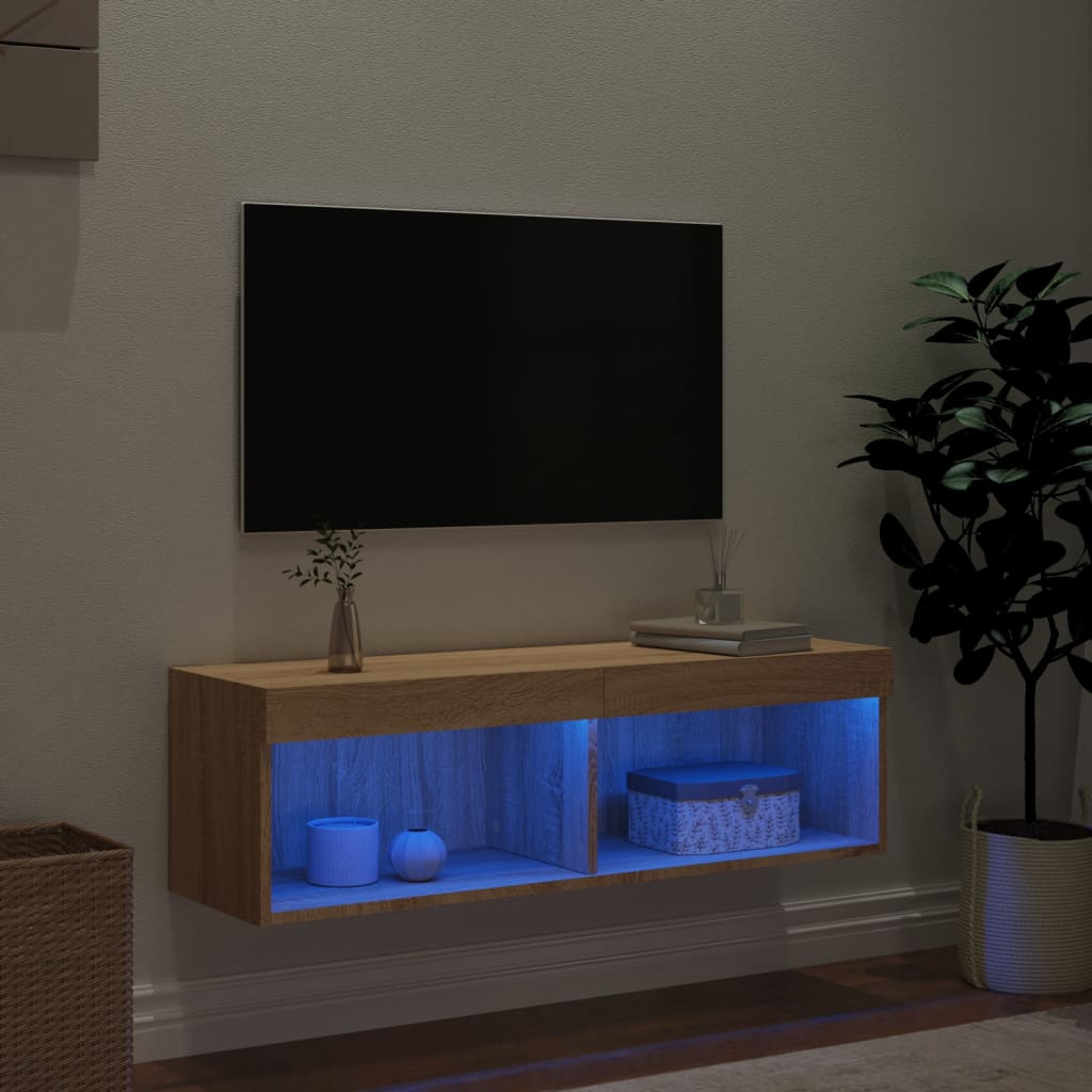 Mobile Porta TV con Luci LED Rovere Sonoma 100x30x30 cm - homemem39