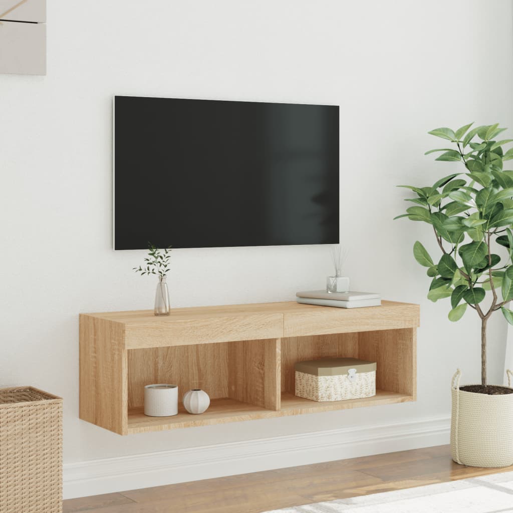 Mobile Porta TV con Luci LED Rovere Sonoma 100x30x30 cm - homemem39