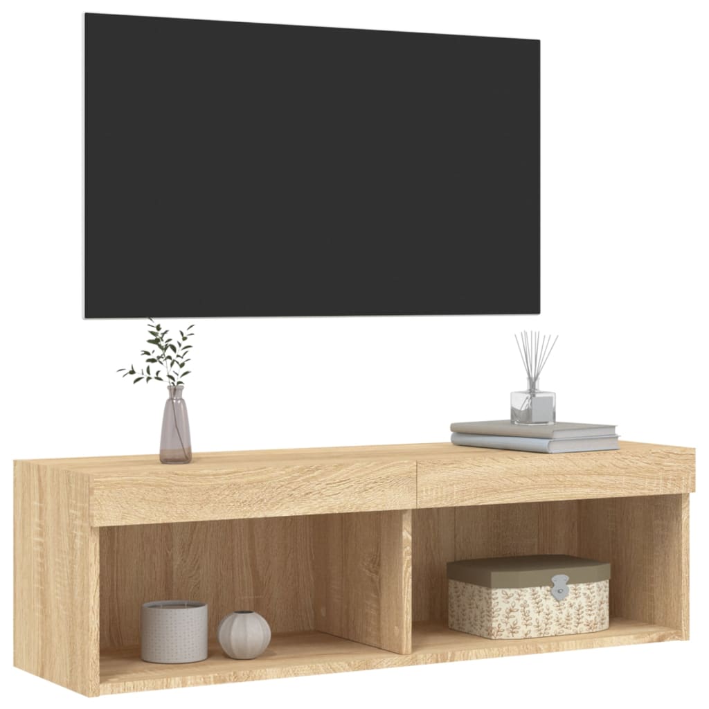 Mobile Porta TV con Luci LED Rovere Sonoma 100x30x30 cm - homemem39